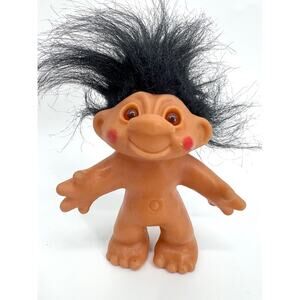 Vintage 1986 Thomas Dam 5" Lucky Troll Doll with Black Hair Brown Eyes